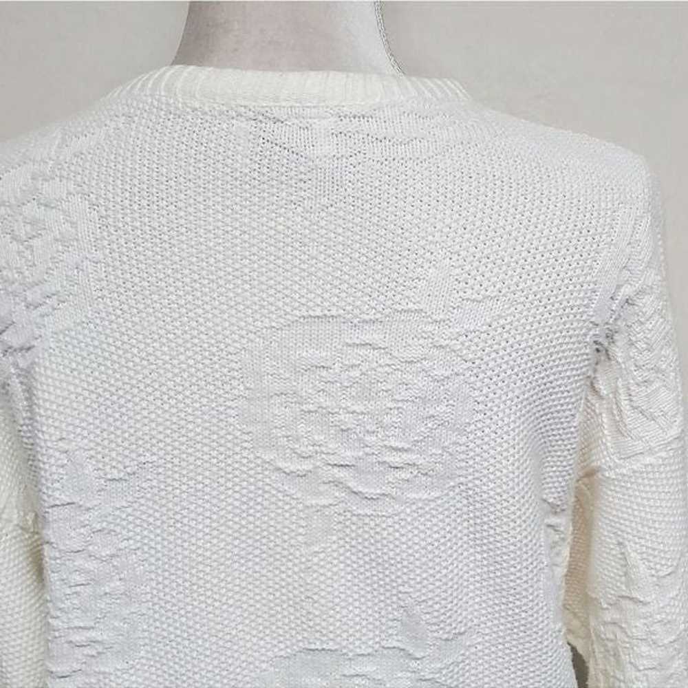 Vintage 80s Erika Off-White Dot Knit Large Floral… - image 9