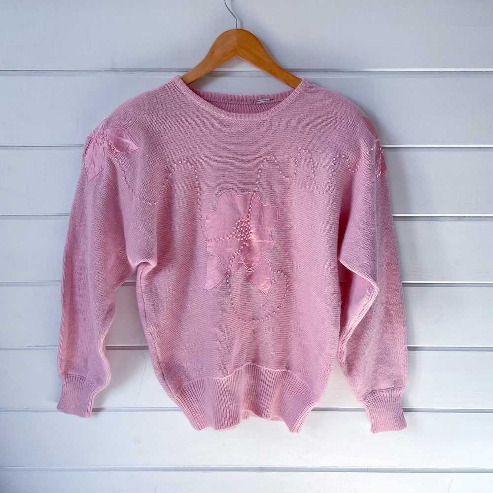 Vintage Cottagecore Pink Grandma Sweater - image 1