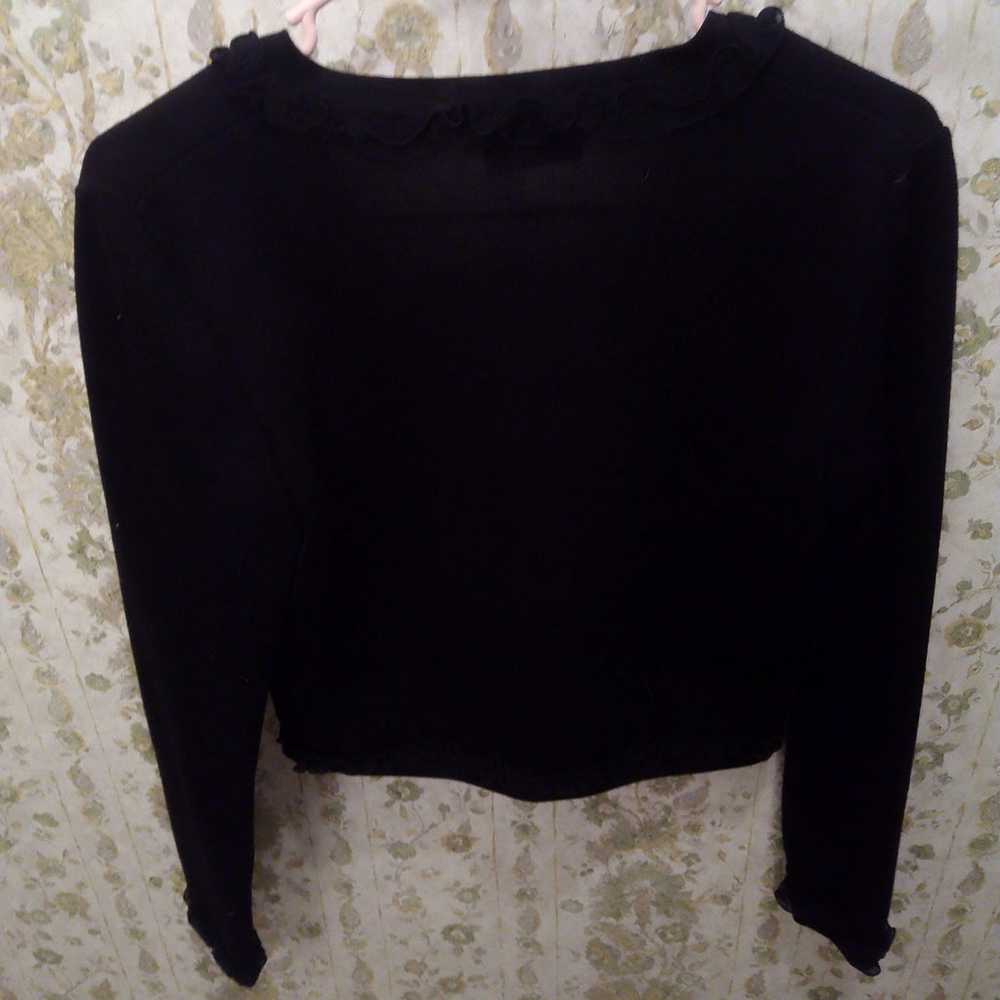 Blumarine Black Wool Ruffle Trimmed Cardigan - image 4
