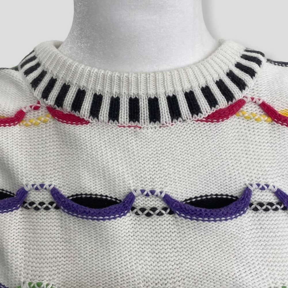 Vintage 90s 3D Textured Cotton Knit Short Sleeve … - image 2