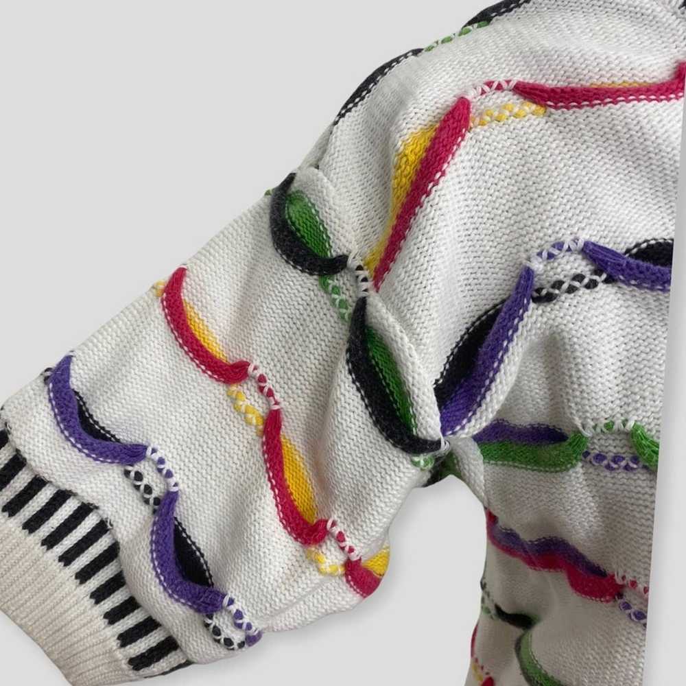 Vintage 90s 3D Textured Cotton Knit Short Sleeve … - image 3