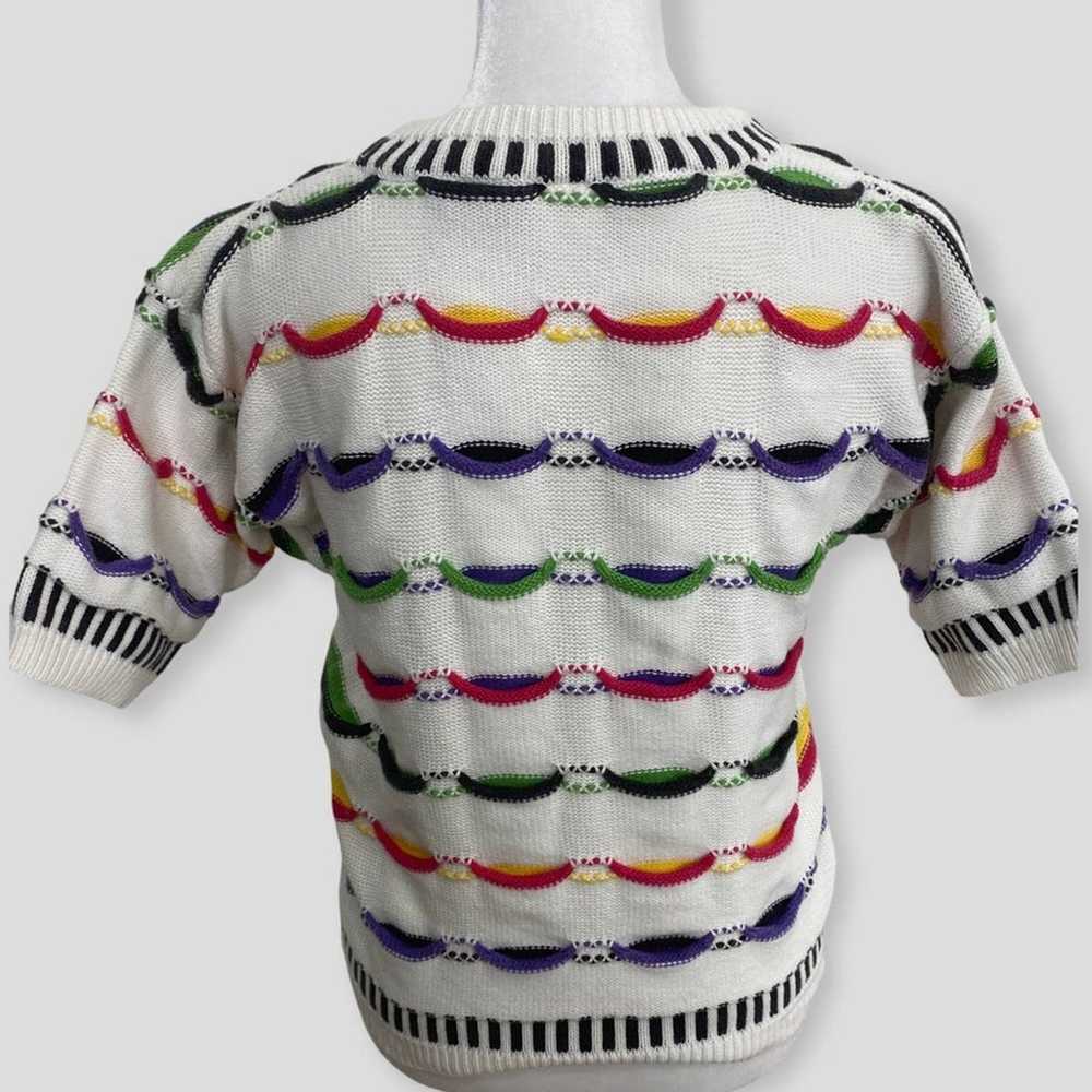 Vintage 90s 3D Textured Cotton Knit Short Sleeve … - image 5