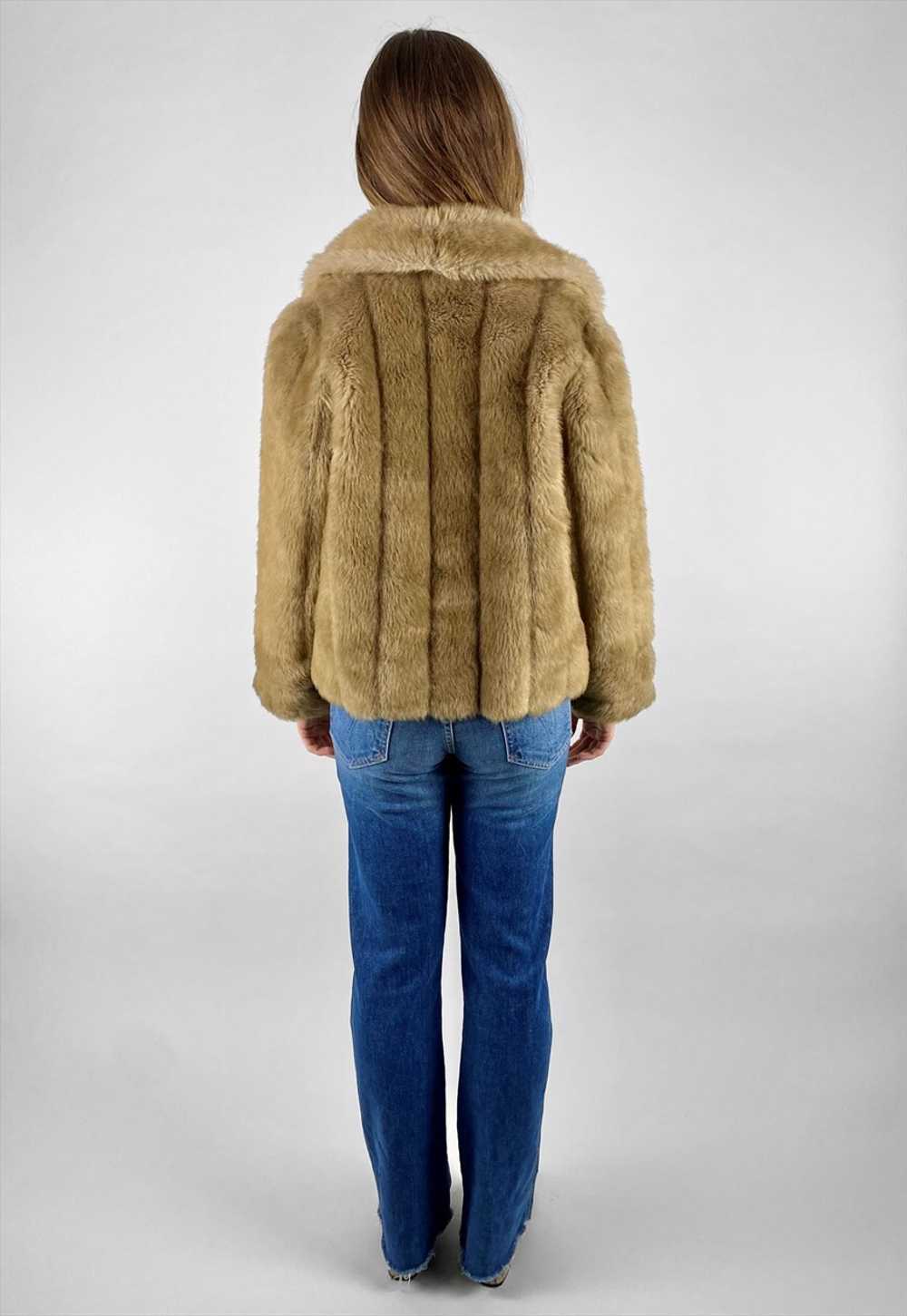 70's Vintage Faux Fur Mink Brown Ladies Sleeve Co… - image 4