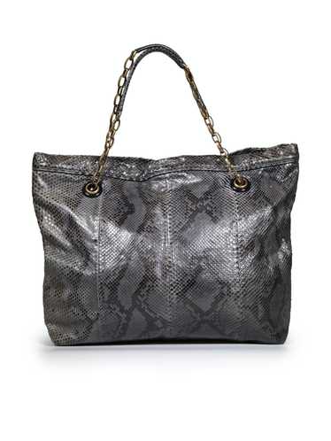Lanvin Grey Snakeskin Happy Chain Handle Tote Bag - image 1