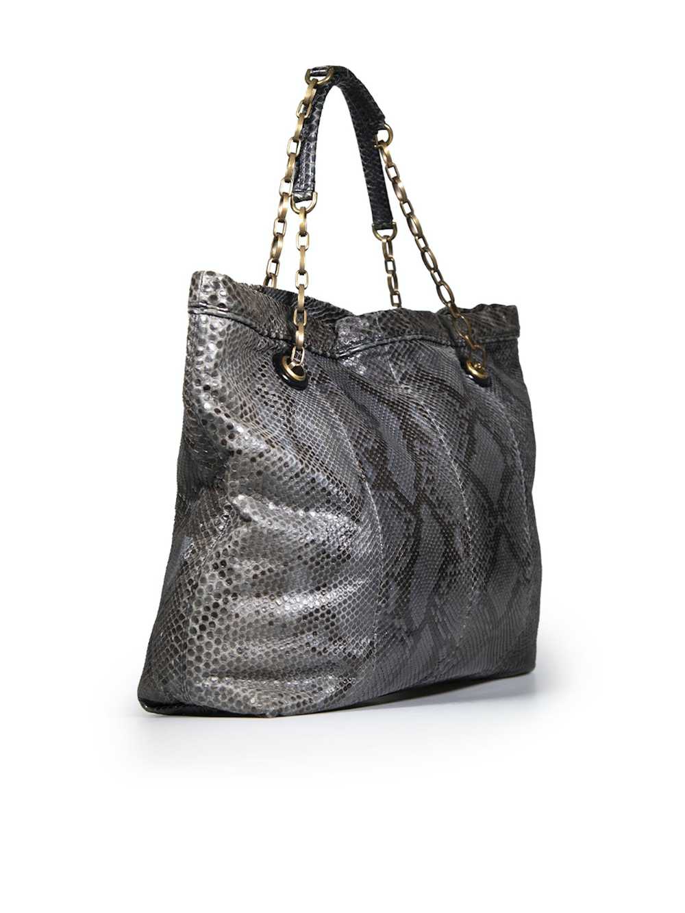 Lanvin Grey Snakeskin Happy Chain Handle Tote Bag - image 2