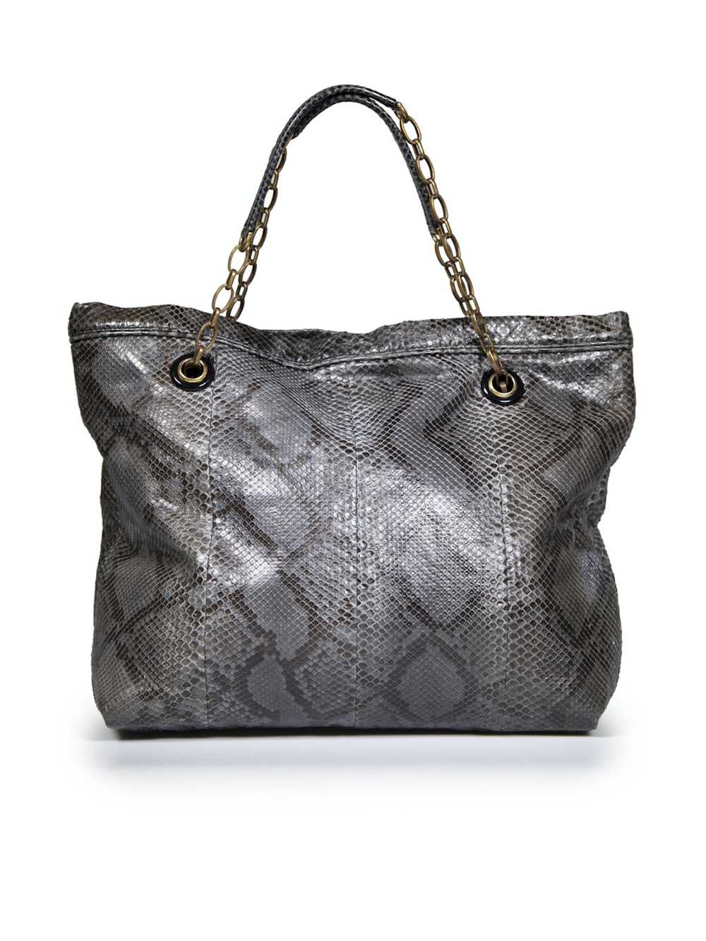 Lanvin Grey Snakeskin Happy Chain Handle Tote Bag - image 3