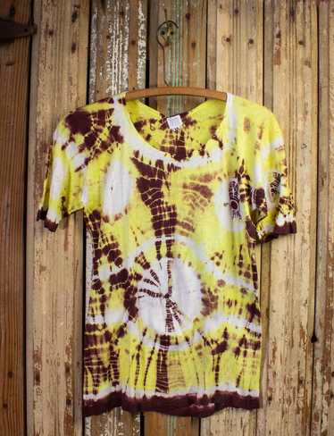 Vintage Vintage Yellow and Brown Tie Dye Shirt 70s - image 1