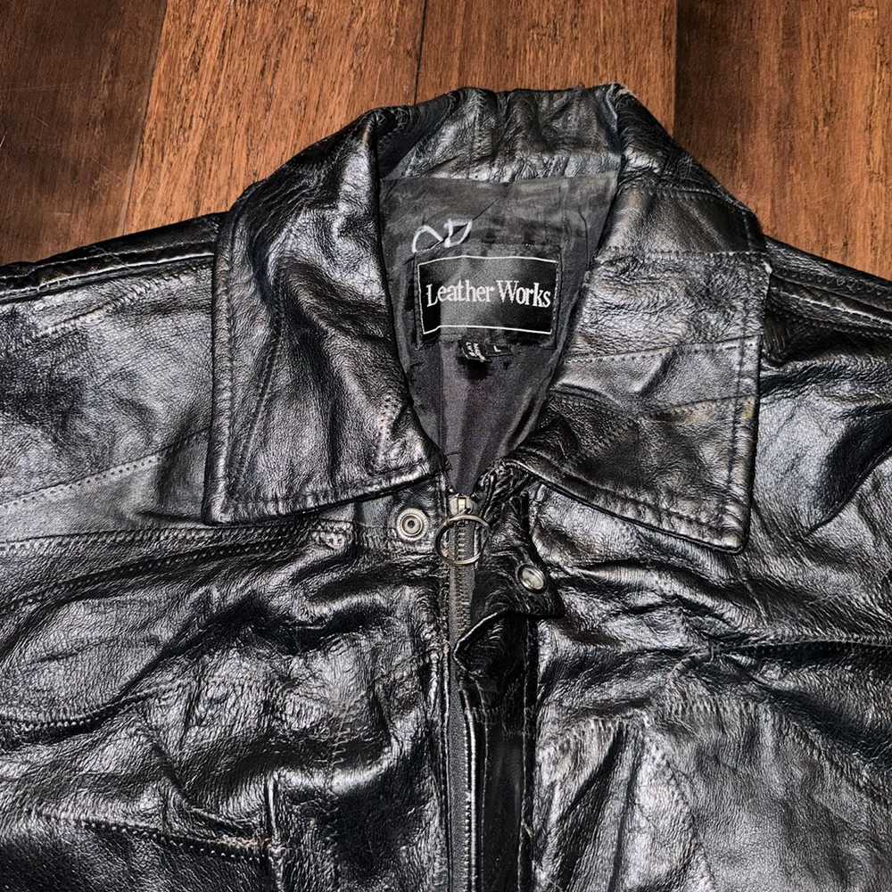 Leather Jacket Leather Works Jacket Mens Large Bl… - image 3
