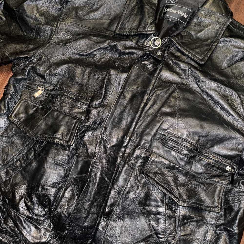 Leather Jacket Leather Works Jacket Mens Large Bl… - image 4