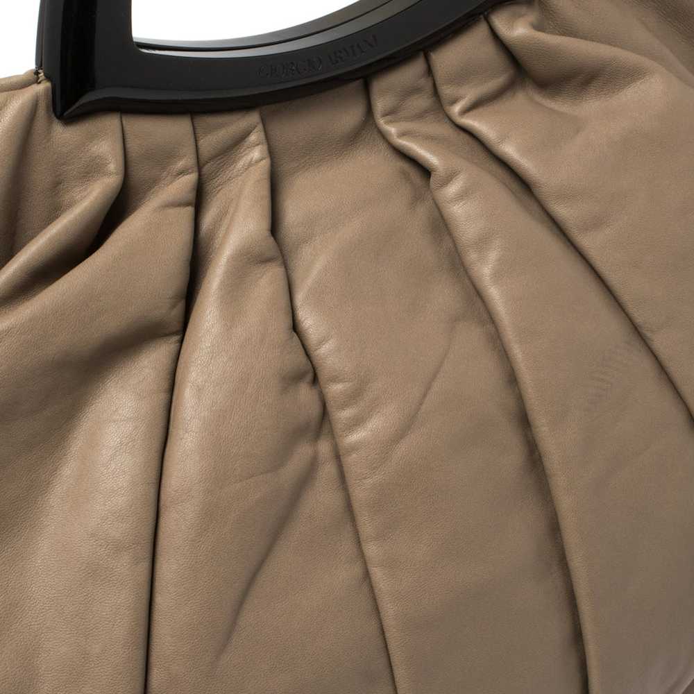 Armani GIORGIO ARMANI Taupe Leather Pleated Top H… - image 6