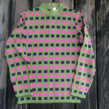 Vtg Sweater Sportissimo S M Pink Green - image 1