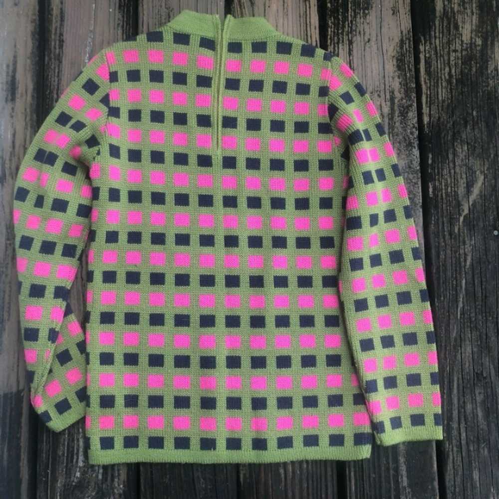 Vtg Sweater Sportissimo S M Pink Green - image 4