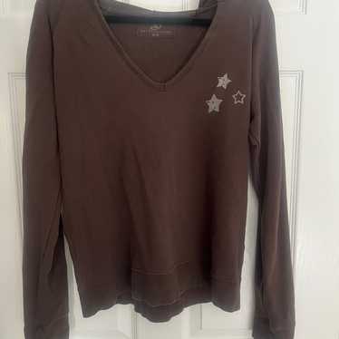 Brown y2k star pattern sweater/shirt