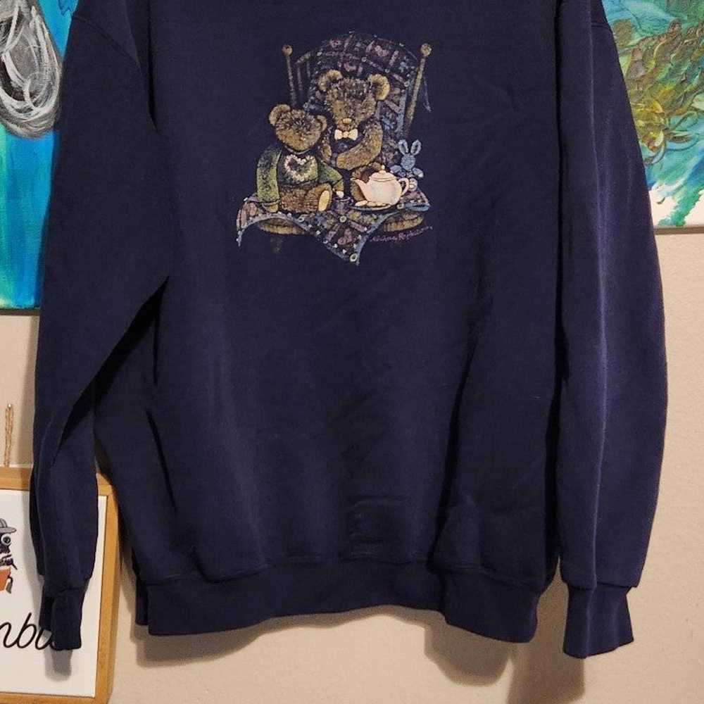 Sweater vintage dark navy blue teddy bear by nort… - image 1