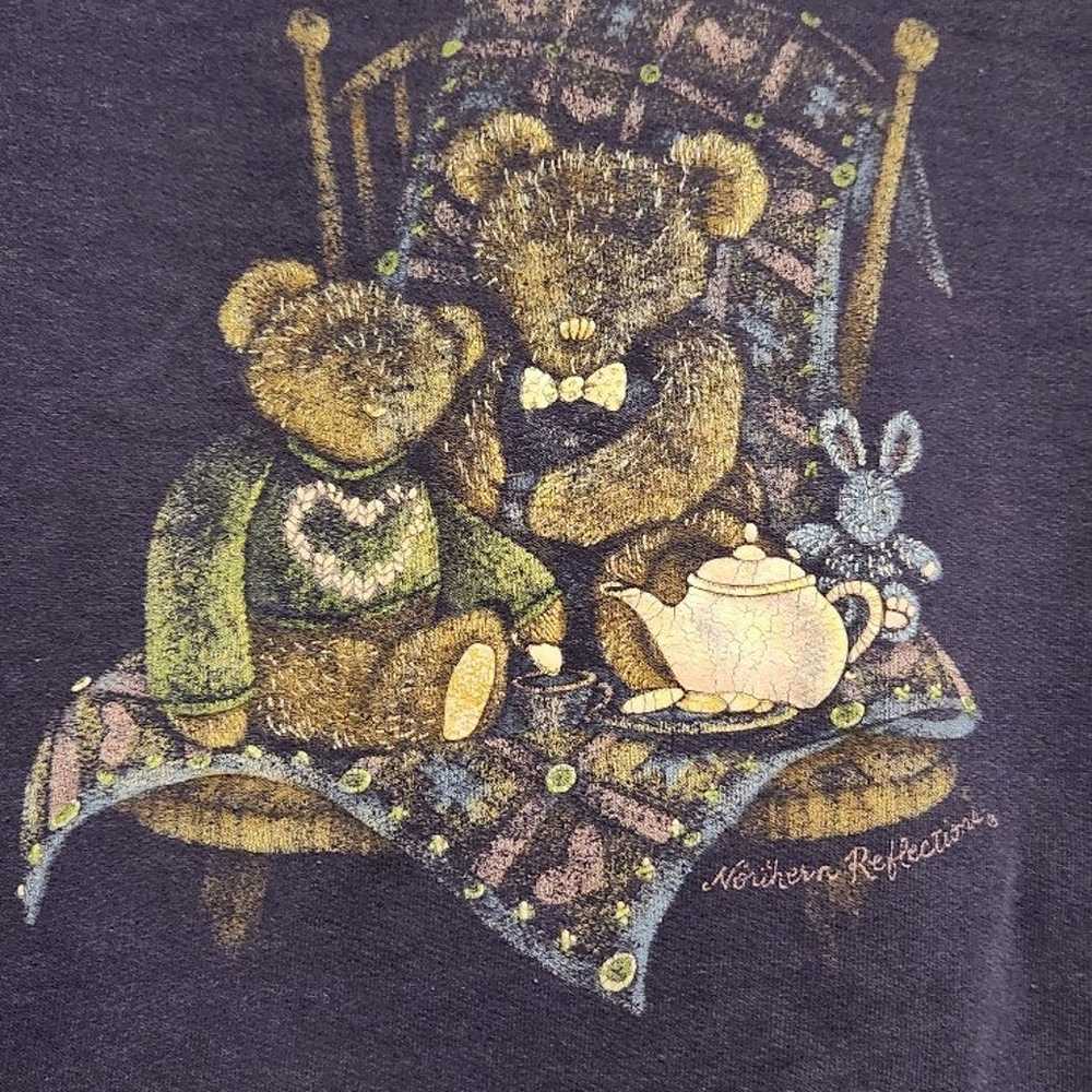 Sweater vintage dark navy blue teddy bear by nort… - image 2