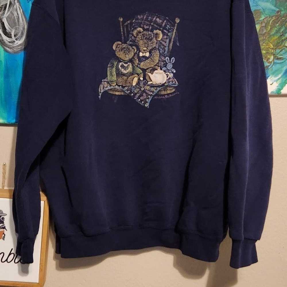 Sweater vintage dark navy blue teddy bear by nort… - image 5