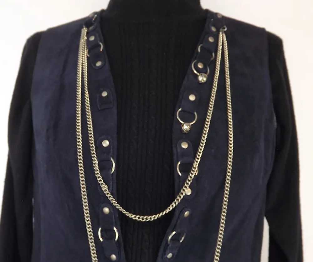 Women's Vintage 1970's Navy Blue Suede Leather Si… - image 3