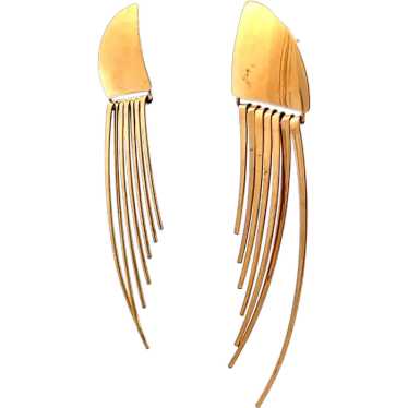 1980s 14k Yellow Gold Statement Earrings