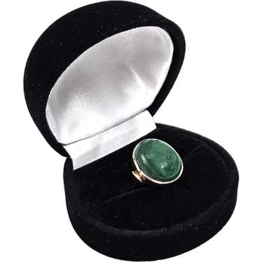 Antique Late Victorian Malachite Cabochon 14K Gold