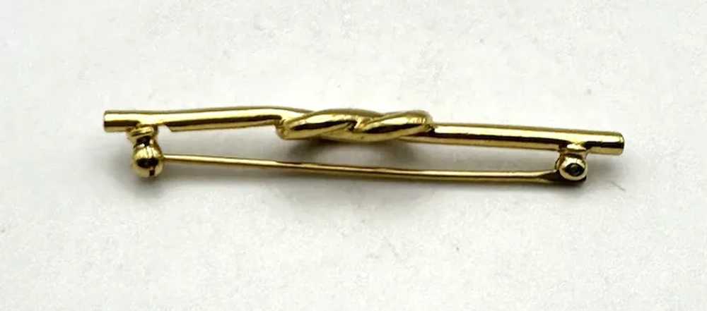 TRIFARI signed Goldtone Knot Bar Pin Brooch - image 5