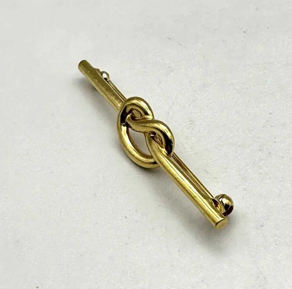 TRIFARI signed Goldtone Knot Bar Pin Brooch - image 6