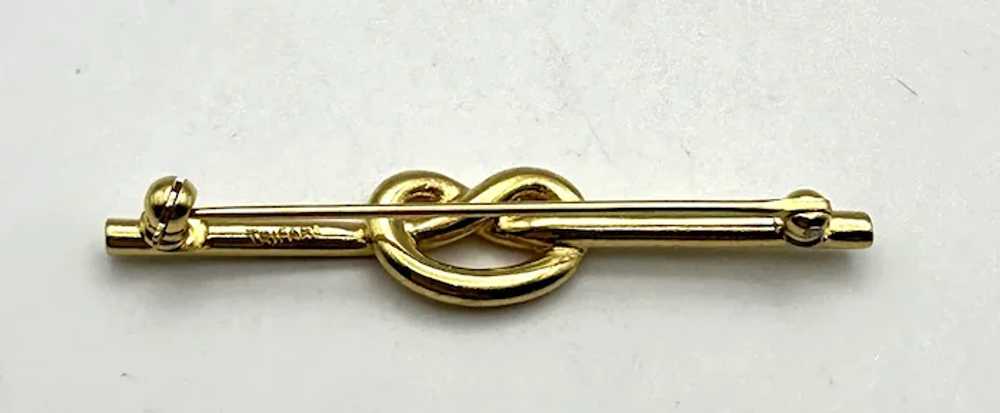TRIFARI signed Goldtone Knot Bar Pin Brooch - image 7