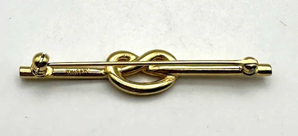 TRIFARI signed Goldtone Knot Bar Pin Brooch - image 9