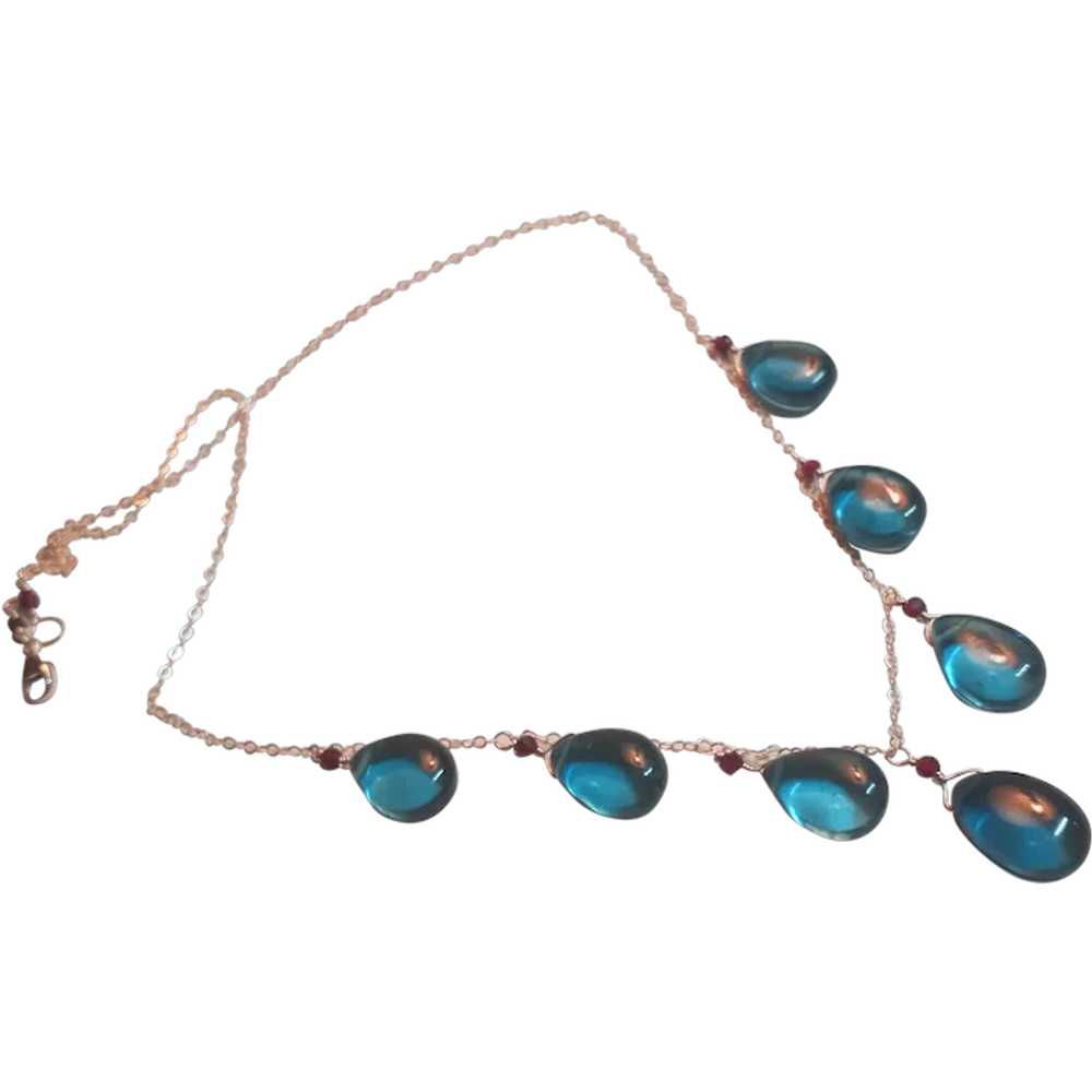 London Blue Quartz Gemstone Necklace with Sterlin… - image 1