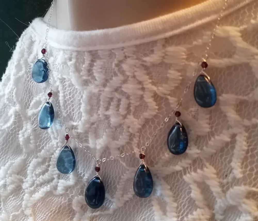 London Blue Quartz Gemstone Necklace with Sterlin… - image 2