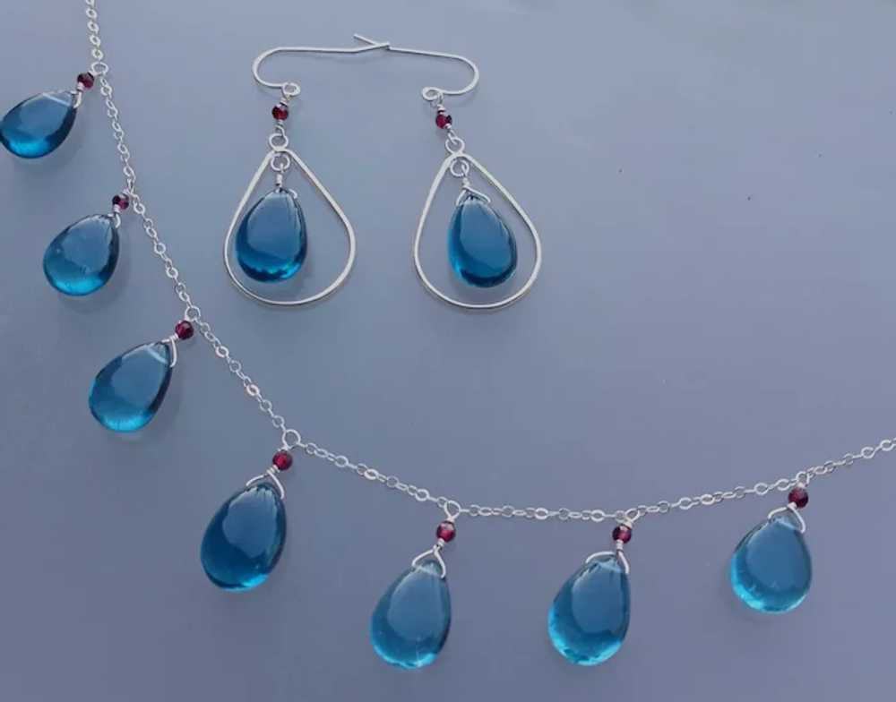 London Blue Quartz Gemstone Necklace with Sterlin… - image 3