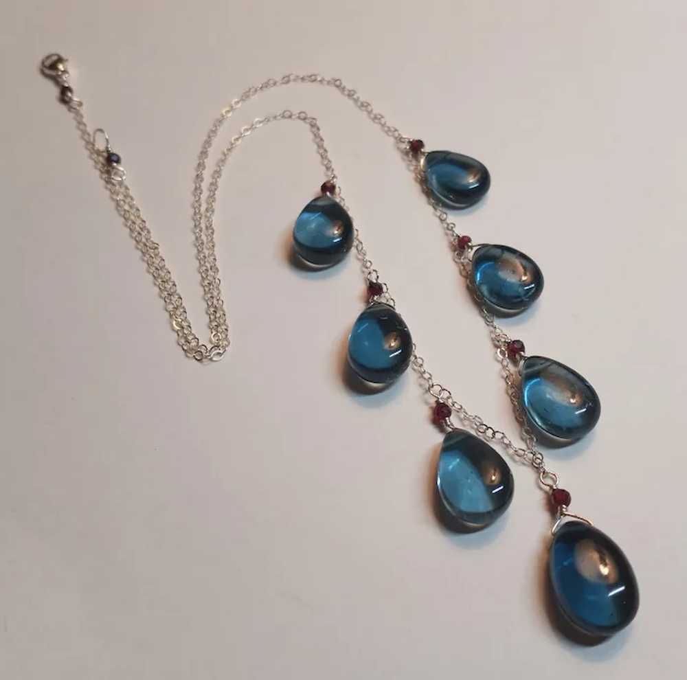 London Blue Quartz Gemstone Necklace with Sterlin… - image 4