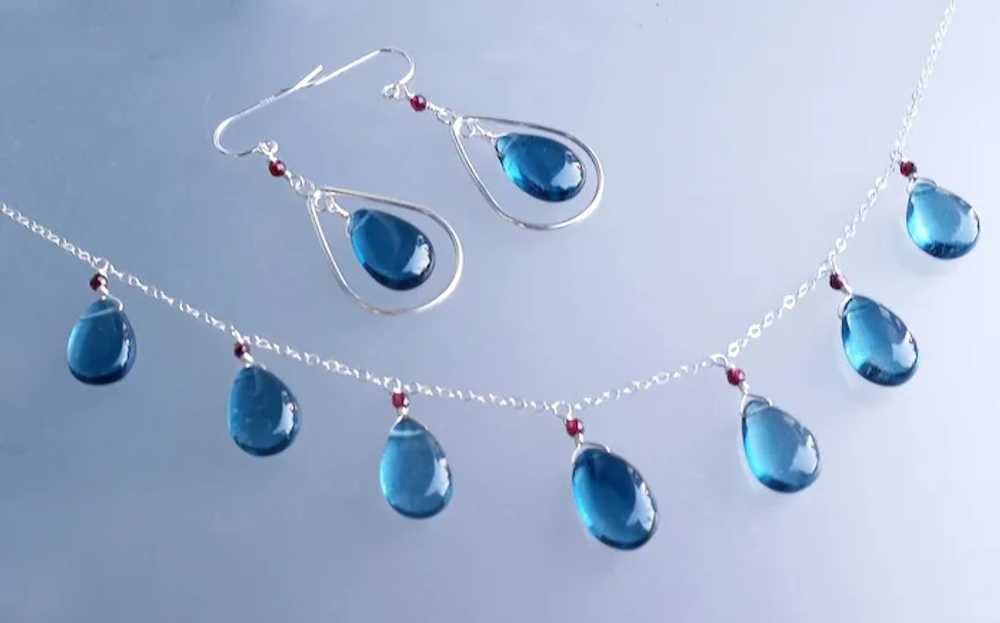 London Blue Quartz Gemstone Necklace with Sterlin… - image 6