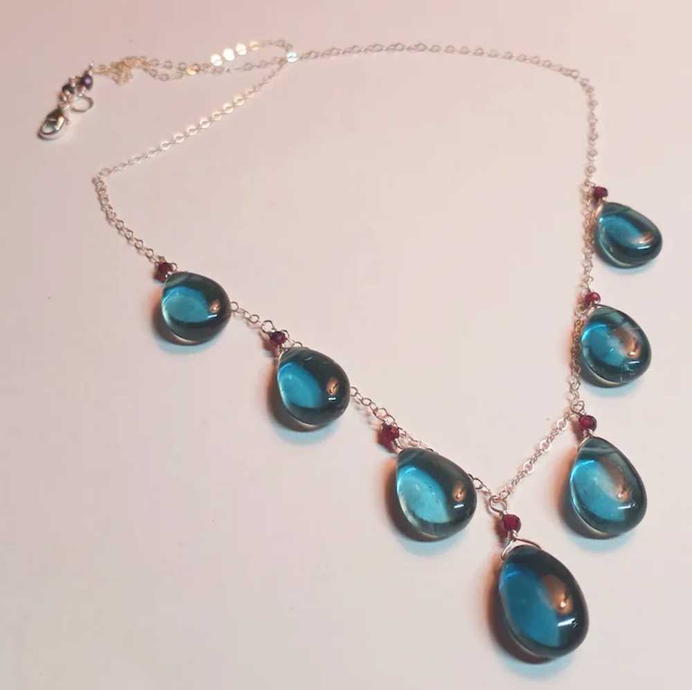 London Blue Quartz Gemstone Necklace with Sterlin… - image 7