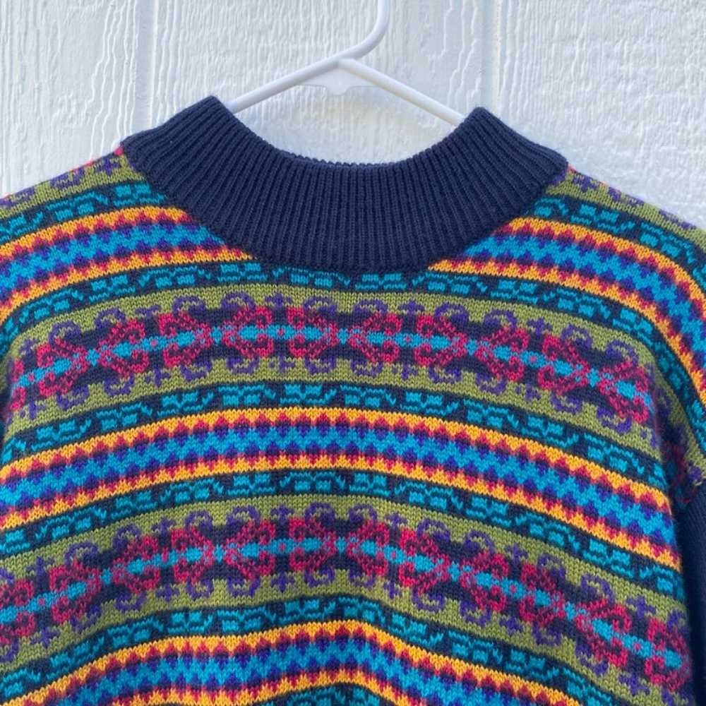 Vintage Catalina Wool Mock Neck Multicolor Sweate… - image 2