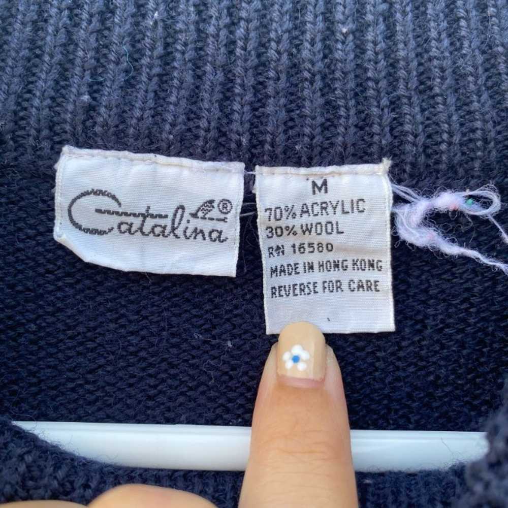 Vintage Catalina Wool Mock Neck Multicolor Sweate… - image 3