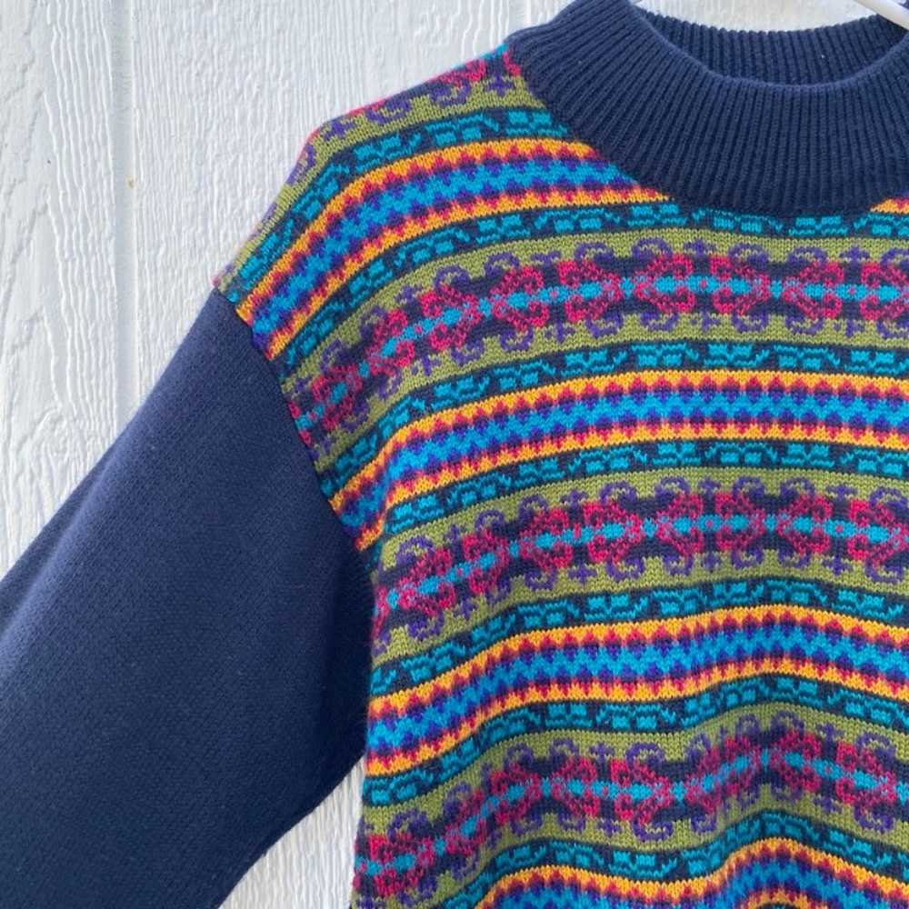 Vintage Catalina Wool Mock Neck Multicolor Sweate… - image 4