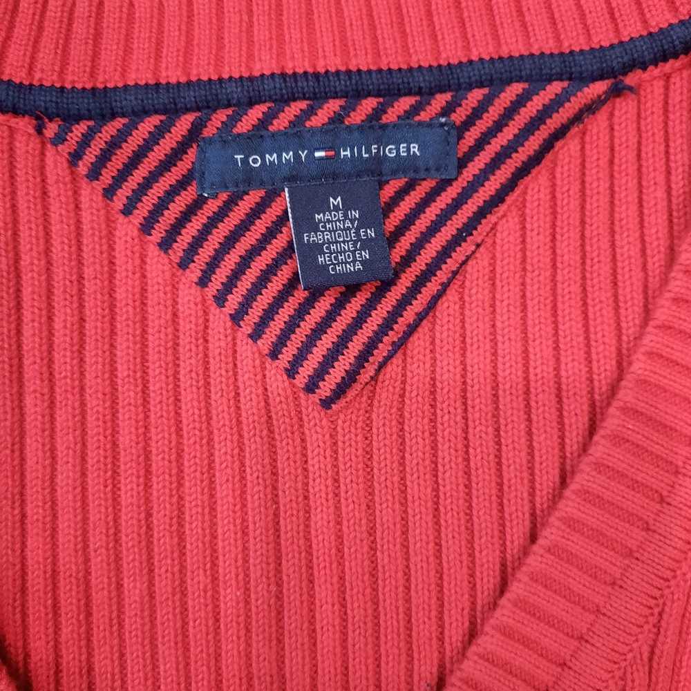 Vtg Tommy Hilfiger red v neck Sweater mens M fitt… - image 5