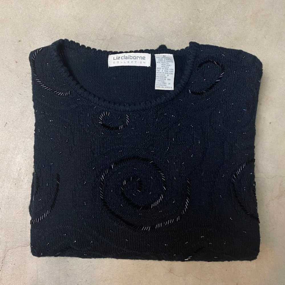 Vintage Liz Claiborne Beaded Wool Blend Sweater b… - image 1