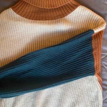 Turtleneck sweater colorblock - image 1