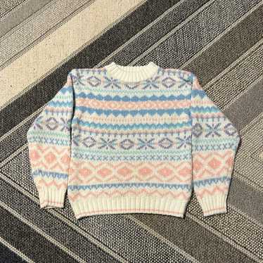Vintage 1980s sweater pastel colors size M - image 1