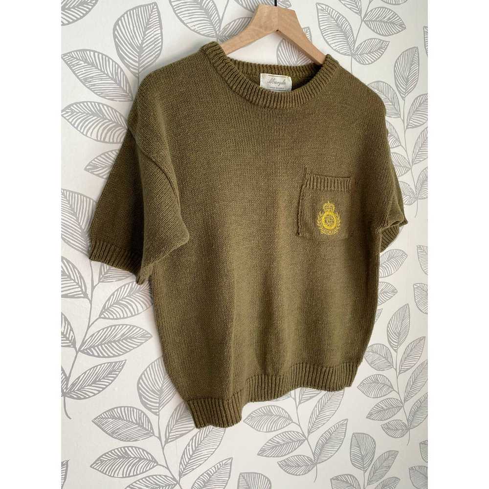 Margules Vintage Olive Knitted Sweater with Gold … - image 1