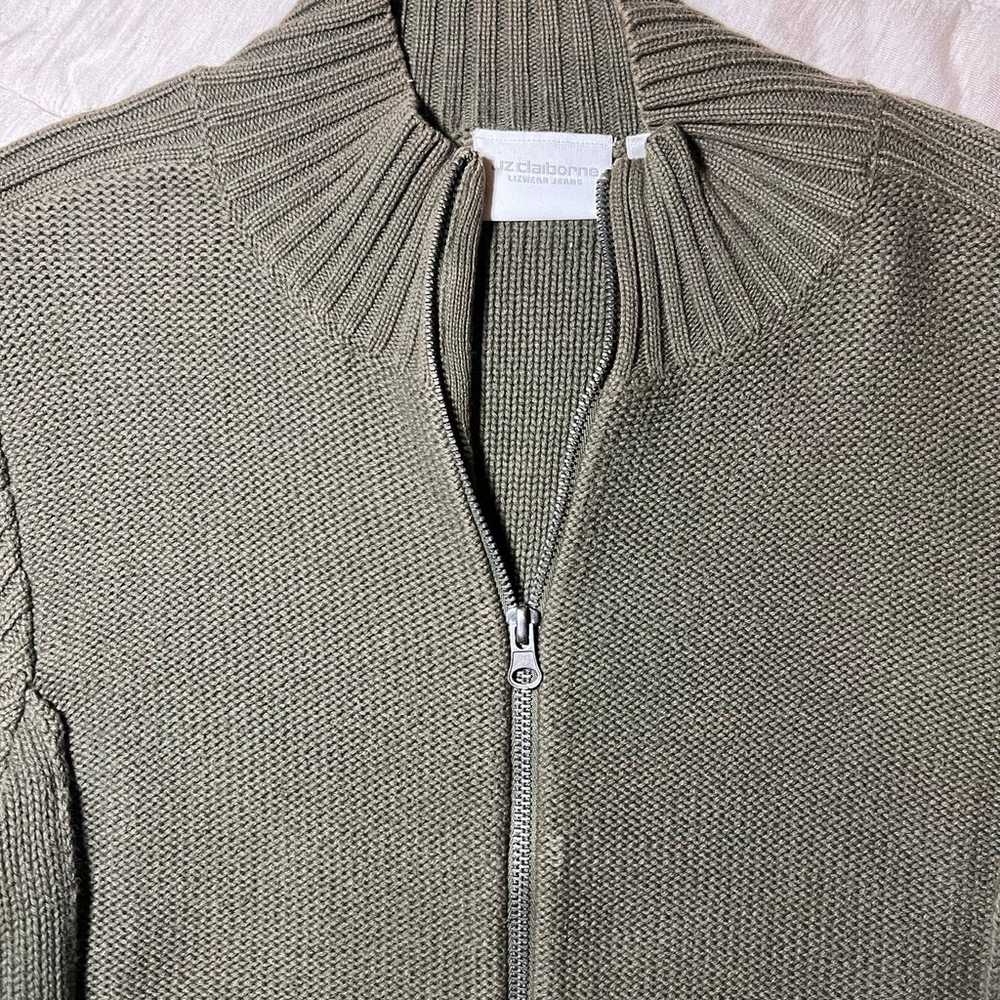 Vintage 2000s Liz Claiborne Green Zip Up Mock Nec… - image 2