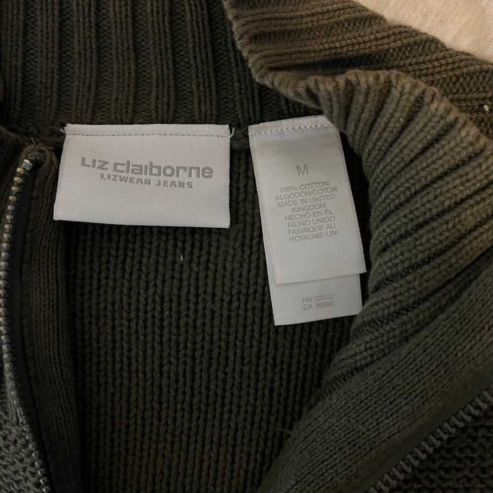 Vintage 2000s Liz Claiborne Green Zip Up Mock Nec… - image 3