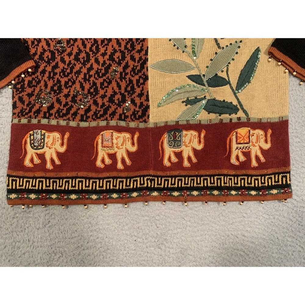 Vintage Arriviste Sweater Elephant Animal Print S… - image 2