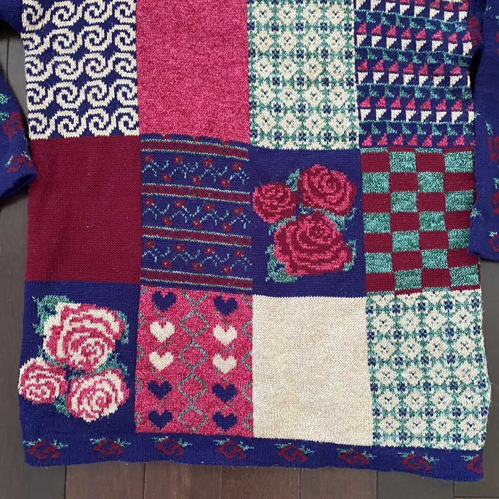 Vintage Rose Quilt Novelty Sweater - image 4
