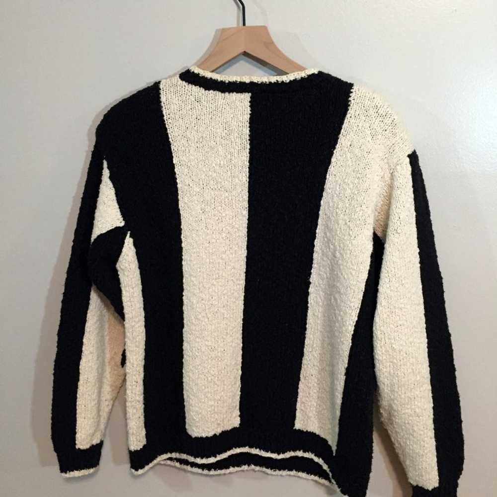 Vintage Liz Wear Striped Rose Sweater, M - image 5