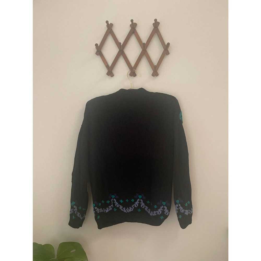 Vintage Black Floral Chunky Knit Sweater - image 4