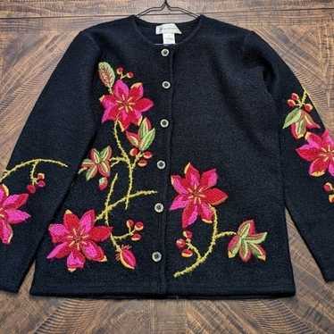 Vintage Susan Bristol Floral Cardigan Sweater (1990) 