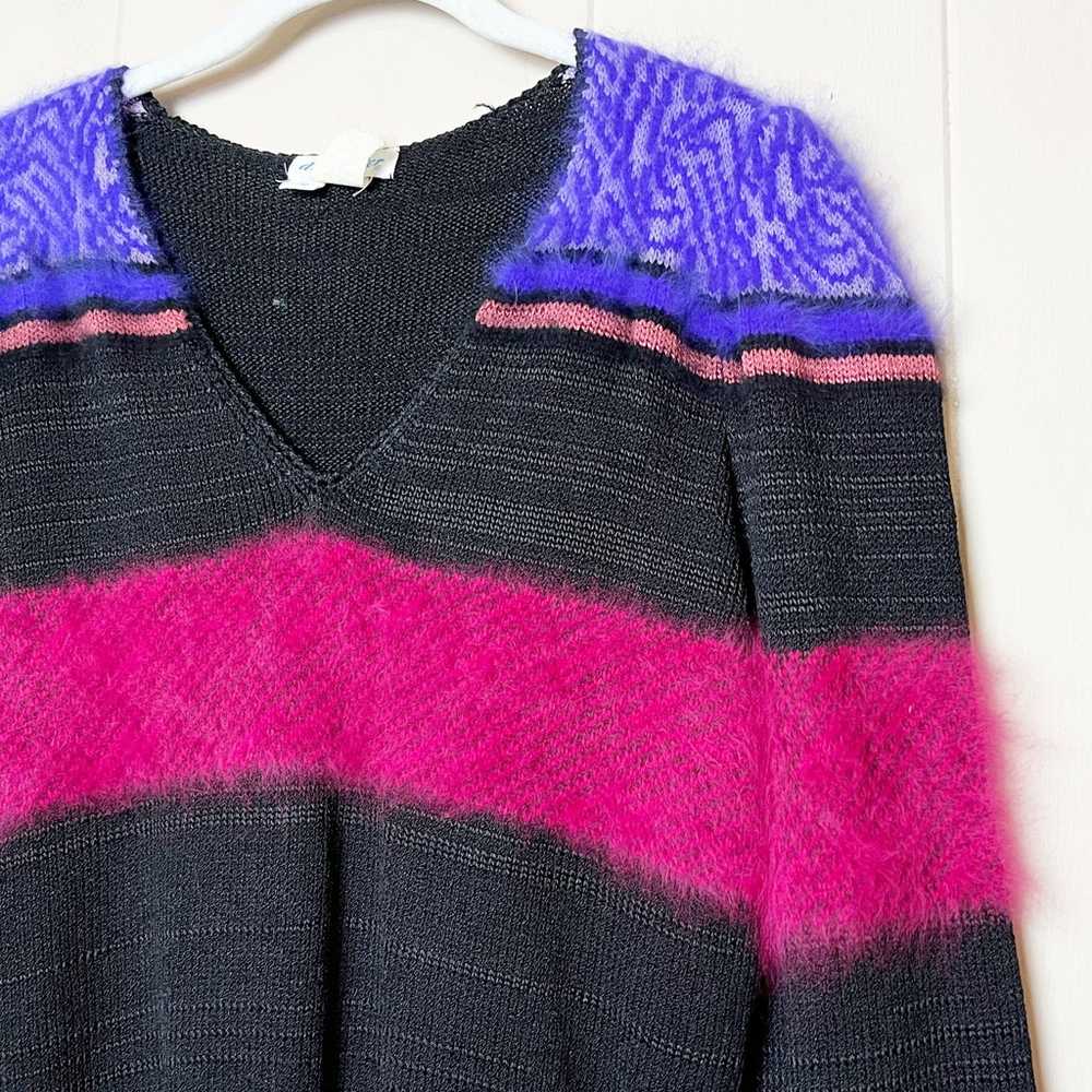 Vintage Doncaster Cropped Sweater black pink purp… - image 2