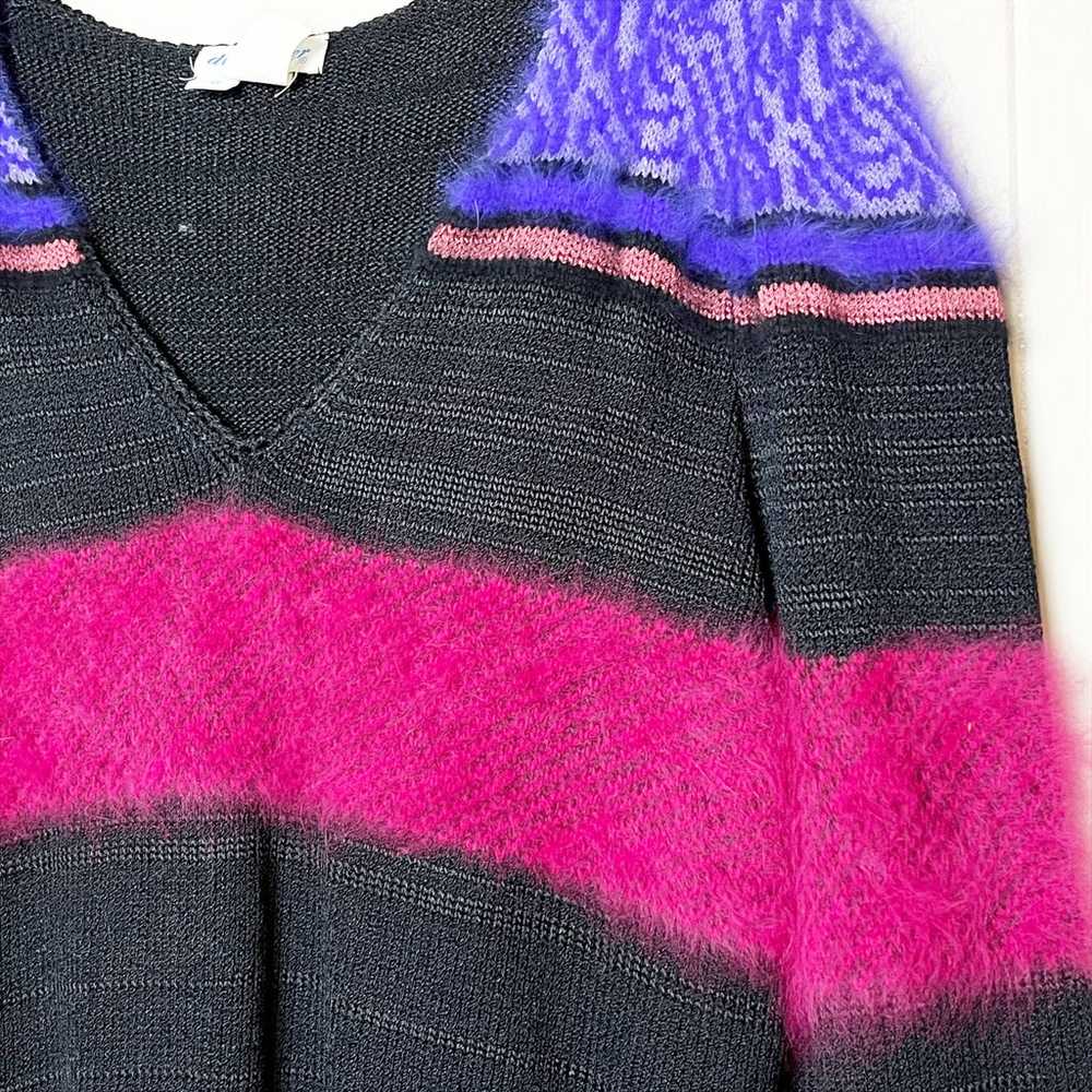 Vintage Doncaster Cropped Sweater black pink purp… - image 3